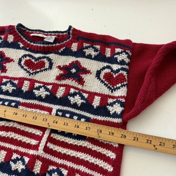 Talbots Patriotic USA Heavy Ramie Knit Crew Neck Pullover Sweater Womens Small - Picture 5 of 7